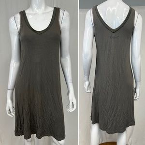 Women's Faceplant Dreams Small Bamboo Olive Gray Soft V Neck Sleep Dress S